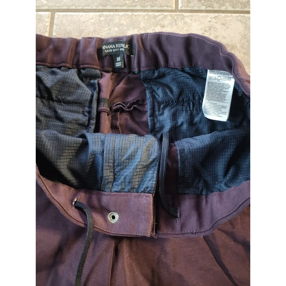 Banana Republic Luxe City Shorts Mens 35 Purple Flat Front Stretch Drawstring